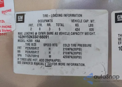 2003 Pontiac Bonneville Sle from USA, damaged, VIN 1G2HY52K034166091